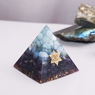 【紫晶、藍玉髓】奧根水晶能量金字塔Orgonite 6x6cm