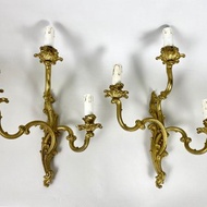 法國洛可可風格古董壁燈青銅壁燈一對 3盞燈