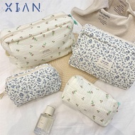 XIANEE Makeup Bag, Handheld Floral Print Cosmetics Bag, Large Capacity Begonia Flower/Rose Washing B
