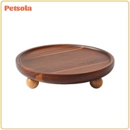 Wooden Tray with Feet Decorative Round Wooden Tray Elevated for Coffee Table Vanity 18.2CM