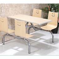 Brown Coklat Canteen Dining Table Chair Combination School Student Eating Lunch Cafeteria Cafe Meja 