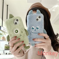 Funny Cute 3D Little Monster Plush Fur Phone Case For OPPO Reno 8T 8Z 11 11F 10 8 7 Realme C30S C33 