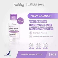 Facetology Triple Care Hydra Cleanse Micellar Water 300 ML 100ML Pembersih Wajah Sensitive Skin Pembersih Make Up Tanpa Bilas