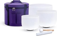 Hye-eun Crystal Singing Bowls – Pack of 3 (6-10 Inches, 6 Inches, W 8 Inches, E 10 Inches) with 432 