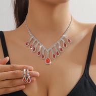 3PCS Chic Diamond Jewelry Set Glamorous Rhinestone Necklace Earrings Bracelet for Women Fashion Acce