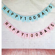 BANNER HAPPY 100 DAYS BABY PARTY EVENT DECORATION 100 DAYS BIRTH DAY