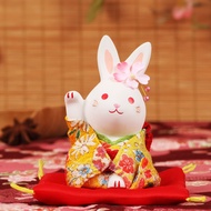 K-88/Yao Shi Kiln Japanese Kimono Cherry Blossom Lucky Rabbit Ceramic Cute Decoration Car Birthday Wedding Gift Gift for