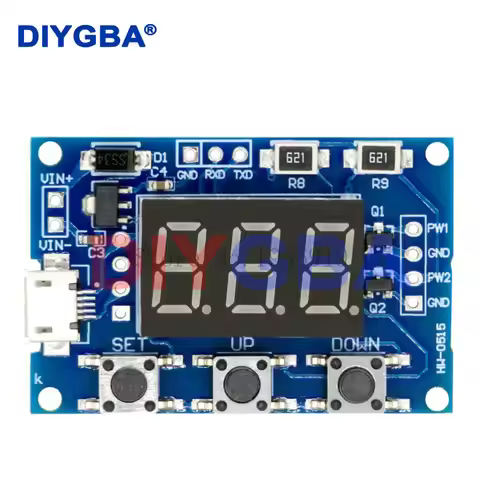 Micro USB DC 2CH Adjustable PWM Signal Generator Duty Cycle Pulse Frequency Module Digital LED Displ