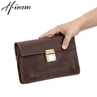Hiram Genuine Leather Men Tote Bags Code Lock Design Strap Zipper Pocket Fashionable Large Capacity