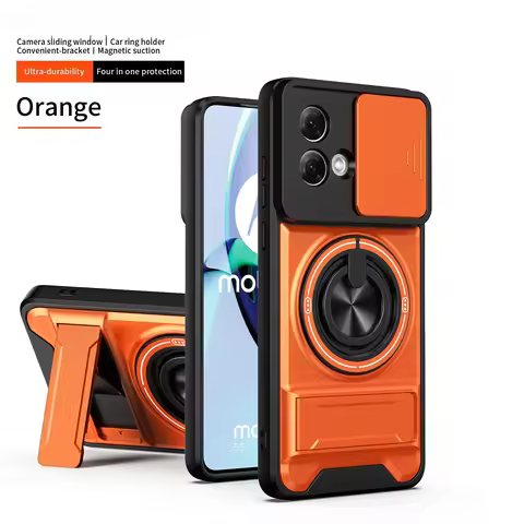 360 Rotating Magnetic Ring Holder Phone Case For Motorola G86 G56 G35 G64 G34 G84 G55 G53 Lens Slide