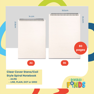 MUJI Style Spiral Notebook / Steno with - Size A5 and B5 - LINE,PLAIN, DOT and GRID