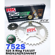 RK Sprocket Set Benelli 752S 2018-2023 GB KRX X-Ring Black Gold Chain Rantai Xring 525 Racing Spare 
