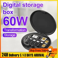 [Sg seller] 5 In 1 60W Multi-Functional  Fast Charging Box Data Cable Package Storage Box Data Cable