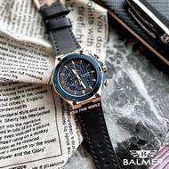 [Original] Balmer 7947G BRG-5 Chronograph Sapphire Men Watch with Blue Dial Black Genuine Leather St