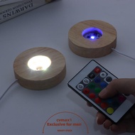 CVMAX Gift Wooden Lighted Base Stand Round Color Changing Display Base Night Light for Crystal Ball 