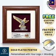 (JS Pewter) Eagle Gold Plated Pewter | 7" x 7" Solid Frame | Souvenir Langkawi Eagle Square Dataran 