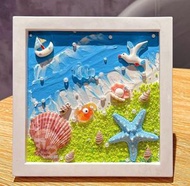 海玻璃藝術DIY套裝 含馬賽克工藝+海洋主題繪畫 手工貝殼奶油膠材質 兒童家居裝飾佳選