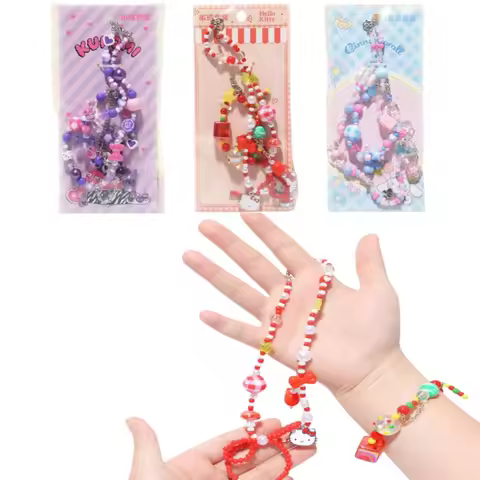 1set cute Hello Kitty Kuromi Melody Cinnamoroll Bead Set Jewelry Decorative gift