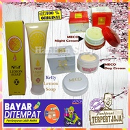 Paket Krim Pemutih Kulit Wajah Glowing Meco Day +Night +kelly Lemon Soap Cream Pemutih Kulit Wajah G