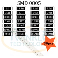 Resistor SMD 0805 3ohm,3.3ohm,3.6ohm,3.9ohm,300ohm, 330ohm, 360ohm, 33Kohm, 300Kohm,330Kohm,360Kohm,