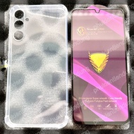 (COMBO F26) SAMSUNG A34 5G - Shockproof Clear Flexible Case and OG Full Screen Tempered Glass