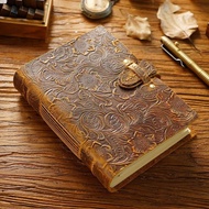 [Legend6] Genuine Leather Journal Lock Design Blank Kraft Paper 400 Pages DIY Diary Travel Notebook 