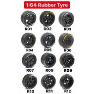 1:64 Rubber Tyre Black Series - Long Axle for JDM Tomica Hot Wheels 1 64 Tire