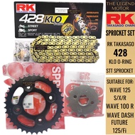 HONDA WAVE FUTURE ALPHA DASH RK JAPAN 428 KLO ORING CHAIN RANTAI GOLD EMAS STT SPROCKET SPOCKET SPOK