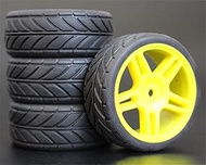 4PCS 1/10 Rubber Tire RC Racing Car Tires On Road Wheel Rim, for HSP, for HPI, RC Car Part Diameter 