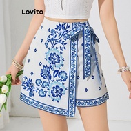 Boho Shorts Floral Fake 2 In 1 Shorts for Women L113MD291