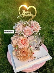 กล่องM เค้กเธนบัตร วันครบรอบ เค้กเงินไฮโซ3มิติ 2ชั้น 730ส่งฟรี มีไฟ เปลี่ยนป้ายได้