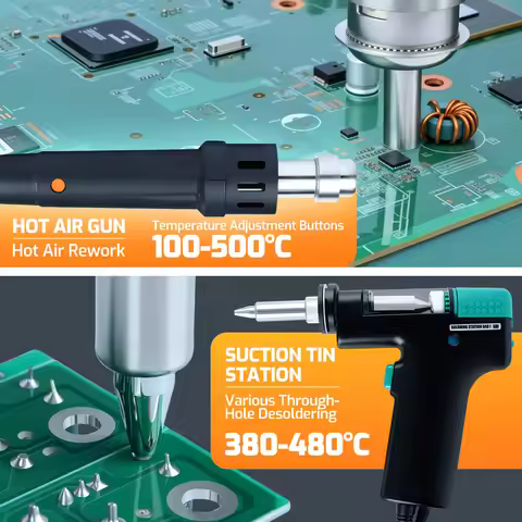 Silverflo 948D-IV 5-IN-1 Soldering Station 1410W Hot Air Gun Rework Soldering Tweezers Desoldering S