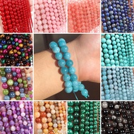 Natural Stone Beads Blue Aquamarine Agate Tiger Eye Quartz Jades Loose Beads For Jewelry Making 4/6/8/10/12mm DIY Bracelets