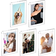 PATIKIL 2.36 x 3.54 Inch Acrylic Fridge Magnetic Frame, 5Pcs Mini Picture Frames Double Sided Photo 
