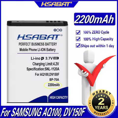 HSABAT BP-70A EA-BP70A IA-BP70A BP70A IABP70A 2200mAh Battery for SAMSUNG AQ100 DV150F ES65 ES67 ES7