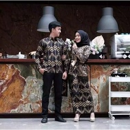 Couple Set Sania Ruffle Women + Mens T-shirt Dress Batik Songket Printed Set Baju Pasangan Sedondon 