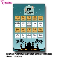 PAJANGAN HIASAN DINDING WALLDECOR POSTER 20 SIFAT WAJIB ALLAH SWT