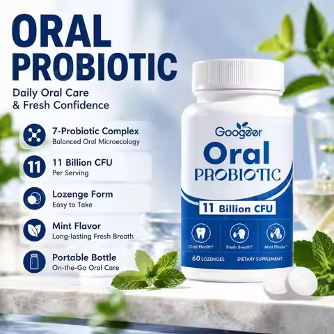 Googeer Oral Probiotic Lozenges 11 Billion CFU Mint Flavor Supports Oral Gum Throat Health and Fresh
