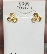 黃金純金9999閃亮幸運草耳環 重0.20錢  三葉草造型 pure gold earrings clover 24k 9999