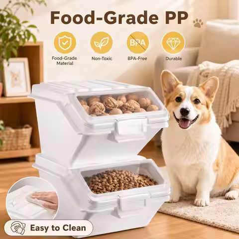 2 Pack Dog Food Storage Container with Scoop, 2 x 10L Large Airtight Pet Dog Food Bin,Container for 