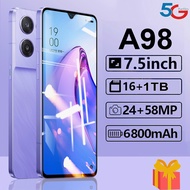A98 5G Mobile Phone 7.5inch Mobile Phone 100% Genuine Specification Smartphone RAM 16GB ROM 1TB 5G M