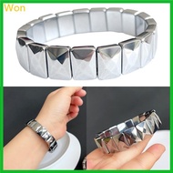 Won Natural Terahertz Stone Bangle Bracelet For Women Men Healing Love Energy Beads