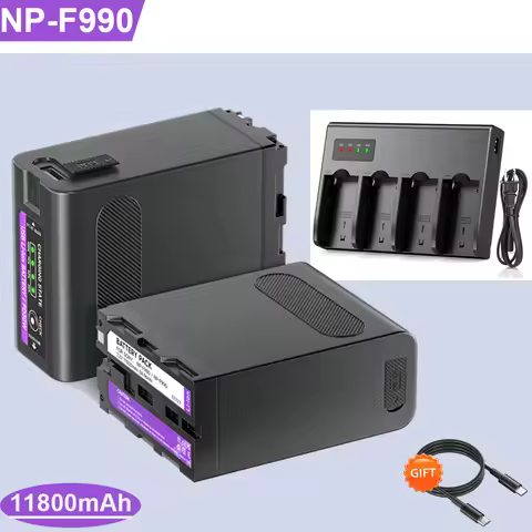 11800mAh NP-F990 NP-F980 F970 F960 Battery with LED intelligent fast charger for Sony F750 F770 F330