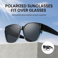 Cyxus slip-on polarized lenses sunglasses oversized with eyeglasses for unisex fit-over polarized le