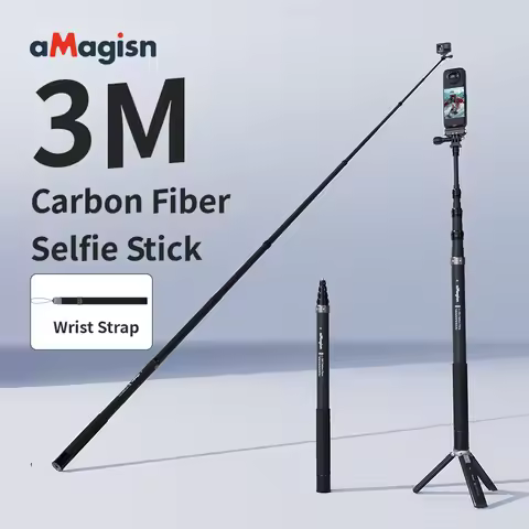 AMagisn 3M Invisible Selfie Stick, Carbon Fiber Extended Monopod 118' for Gopro Max DJI 360 Insta360