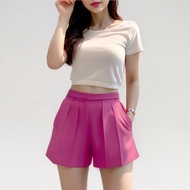 Branché Pants Shorts High Waist Purple Business style Shorts กางเกงขาสั้น เอวสูง ใส่สบายๆ สไตล์ลำลอง กางเกงผ้าโรเชฟ สไตล์ธุรกิจ 2403003450101