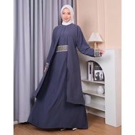 Abaya Ressa - Gamis Muslim Wanita - Abaya Turkey Hitam Renda Emas - Bahan Crinkle Premium - Abaya Tu