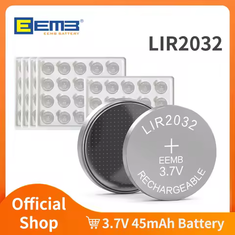 EEMB 1000~30PCS LIR2032 Rechargeable Battery 2032 3.7V Button Lithium Battery 45mAh Coin Cell Batter