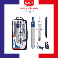 MAPED - Hộp Compa kim loại Start - set 8 (2 Compa chì gỗ chì bấm gôm chuốt chì ruột chì ruột chì Com