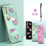 For Samsung Galaxy A50 A50S A30S Phone Case Straight Gold edge Electroplated Soft Shell With DIY Decoration 3D Cartoon accessory